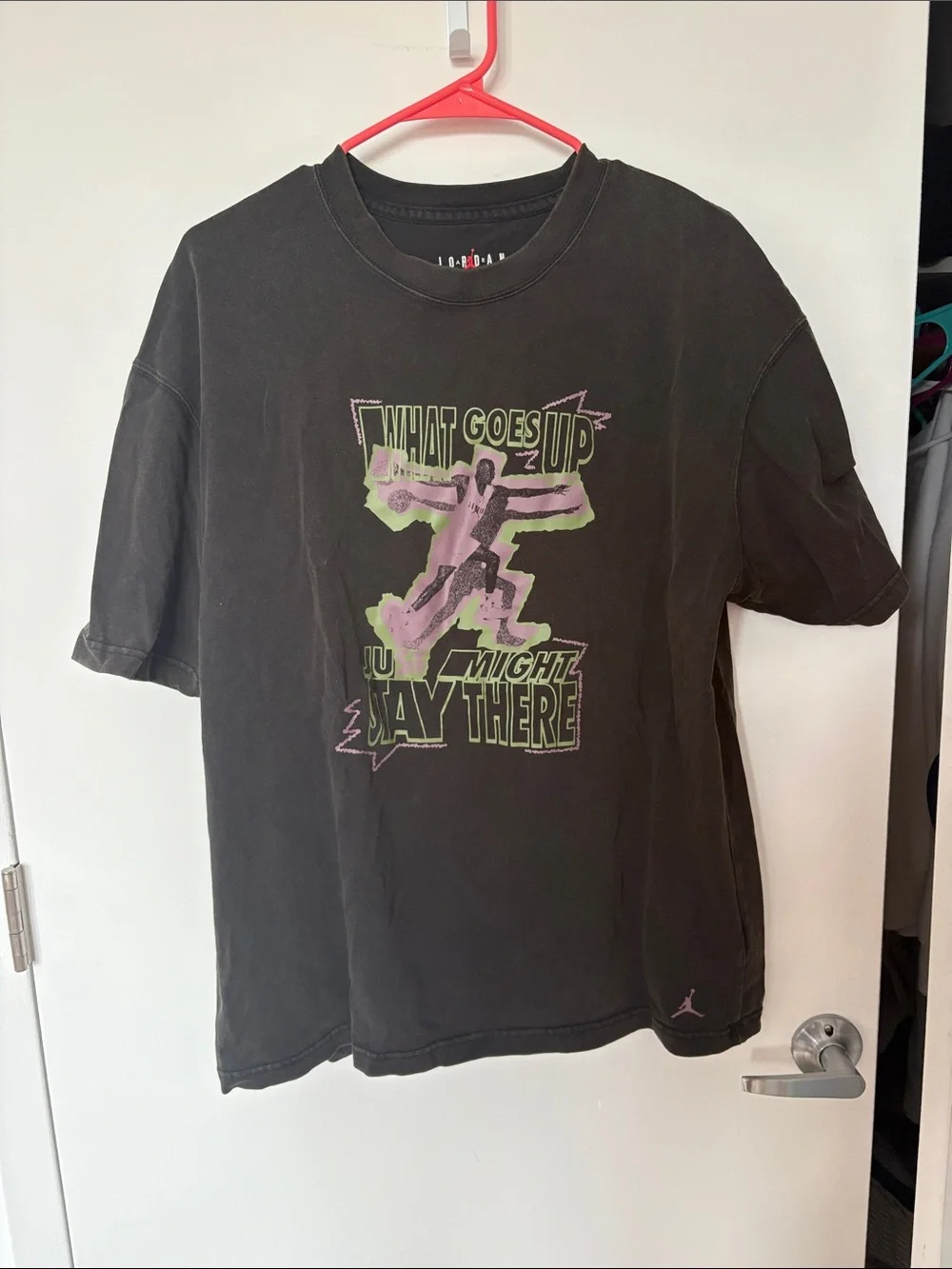 Jordan Men’s Black Short Sleeve Tee with Pink & Green Graphic